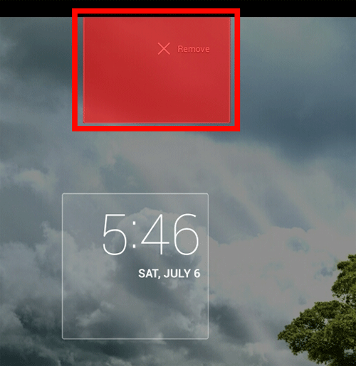 Android Screen, Widget to Remove turned red